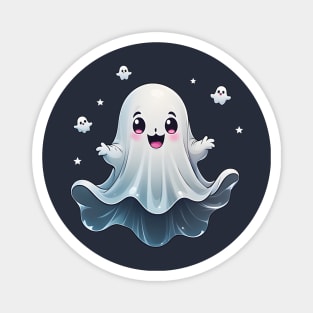Cute ghost floating. Halloween ghost cartoon Magnet